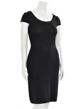 St. John Evening Black Crystal Studded Reversible Sheath Dress